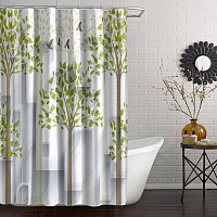 Шторы для ванной «Абстрактная композиция с деревьями» вид 4