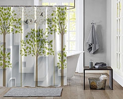 Шторы для ванной «Абстрактная композиция с деревьями» вид 2
