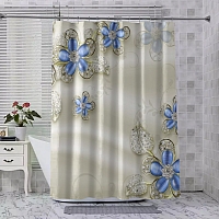 Шторы для ванной «Цветы с сапфировыми лепестками» вид 3