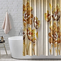 Шторы для ванной «Кованые золотые цветы» вид 5