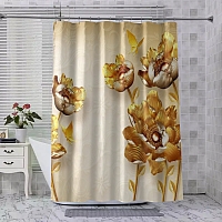 Шторы для ванной «Кованые золотые цветы» вид 3