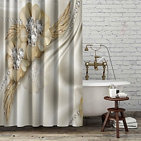 Шторы для ванной «Золотые цветы с алмазными серединками» вид 6