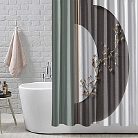 Шторы для ванной «Геометрическая композиция с золотыми цветами» вид 4