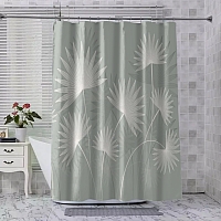 Шторы для ванной «Пальмовые листья в мятных оттенках» вид 4