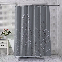 Шторы для ванной «Изящные соцветия с гранитным оттенком» вид 4