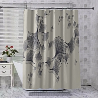 Шторы для ванной «Круговорот из цветочных зонтиков на дымчатом фоне» вид 4