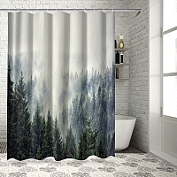Шторы для ванной «Винтажное фото с туманным лесом» вид 7
