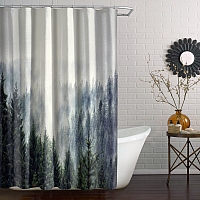 Шторы для ванной «Винтажное фото с туманным лесом» вид 6