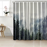 Шторы для ванной «Винтажное фото с туманным лесом» вид 3