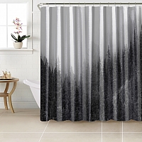 Шторы для ванной «Черно-белый лес в тумане» вид 3