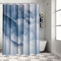 Шторы для ванной «Еловые склоны в голубом тумане» вид 7