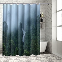 Шторы для ванной «Водопад в туманном лесу» вид 7