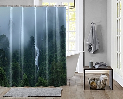 Шторы для ванной «Водопад в туманном лесу» вид 2