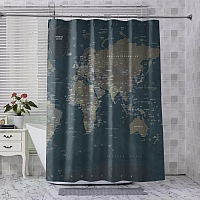 Шторы для ванной «Джинсовая карта мира» вид 4