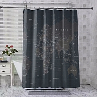Шторы для ванной «Потертая карта мира» вид 4