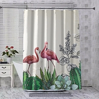 Шторы для ванной «Фламинго в кактусах» вид 4