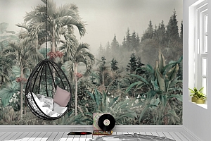 3D Фотообои «Джунгли с изумрудным акцентом»