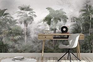 3D Фотообои «Пальмы свозь туман»