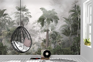 3D Фотообои «Пальмы свозь туман»