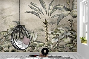 3D Фотообои «Тропическая композиция на пергаменте»