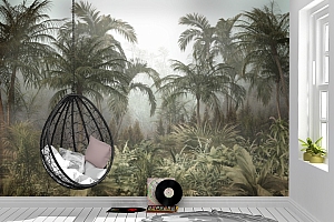 3D Фотообои «Туманная даль в джунглях»