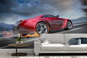 3D Фотообои «Красный спорткар»