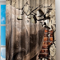Фотошторы «Носорог сквозь стену» вид 2