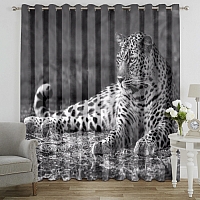 Фотошторы «Черно белый леопард» вид 7