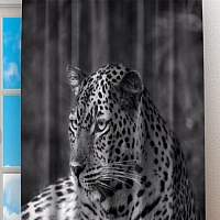 Фотошторы «Черно белый леопард» вид 2