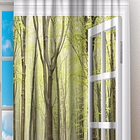 Фотошторы «Окно с видом на зеленый лес» вид 2