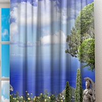 Фотошторы «Античный балкон с видом на синий океан» вид 2