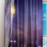 Фотошторы «Балкон с видом на ночной город» вид 3