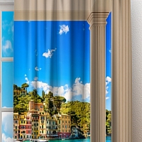 Фотошторы «Балкон с видом на средиземноморский город» вид 2