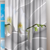 Фотошторы «Белая орхидея на объемном фоне» вид 2