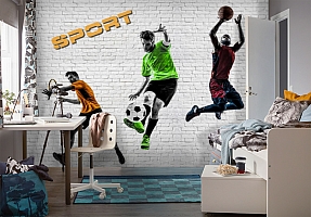 3D Фотообои «Спортивный коллаж»