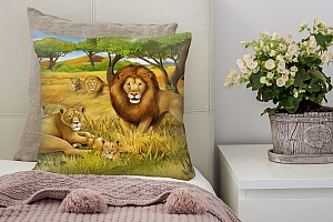 3D Подушка «Львы»  вид 3