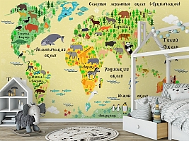 3D Фотообои «Карта мира для детской»