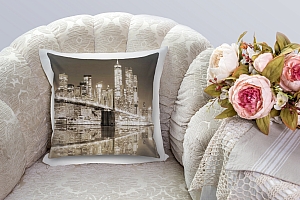 3D Подушка «Бруклинский мост сепия» вид 2