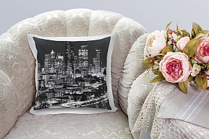 3D Подушка «Ночной город черно-белые» вид 2
