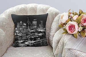 3D Подушка «Ночной город черно-белые» вид 4