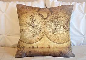 3D Подушка «Старинная карта мира» вид 2