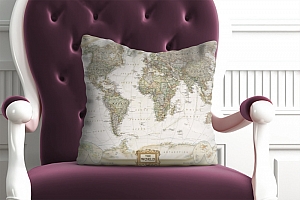 3D Подушка «Красивая карта мира»  вид 3