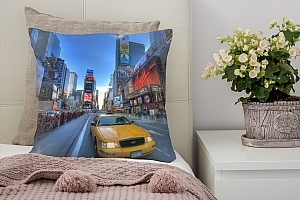 3D Подушка «Такси Нью-Йорк»  вид 2