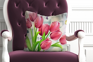 3D Подушка «Тюльпаны и бабочки»  вид 4