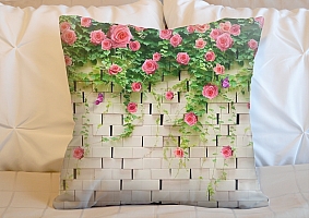 3D Подушка «Кирпичная стена с цветами»  вид 2