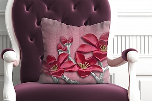 3D Подушка «Цветок сакуры на бархатистой ткани»  вид 5