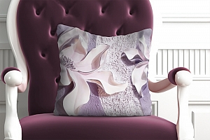 3D Подушка «Фиолетовые магнолии на рельефном фоне»  вид 5