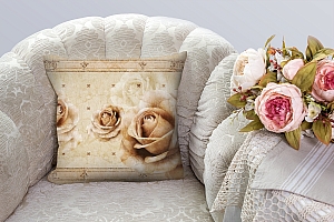 3D Подушка «Винтажные бутоны роз на мраморе»  вид 6