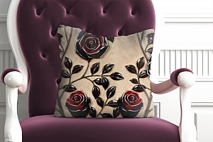 3D Подушка «Черные розы под керамику»  вид 5