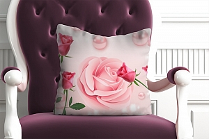 3D Подушка «Объемные розы с жемчугом»  вид 5